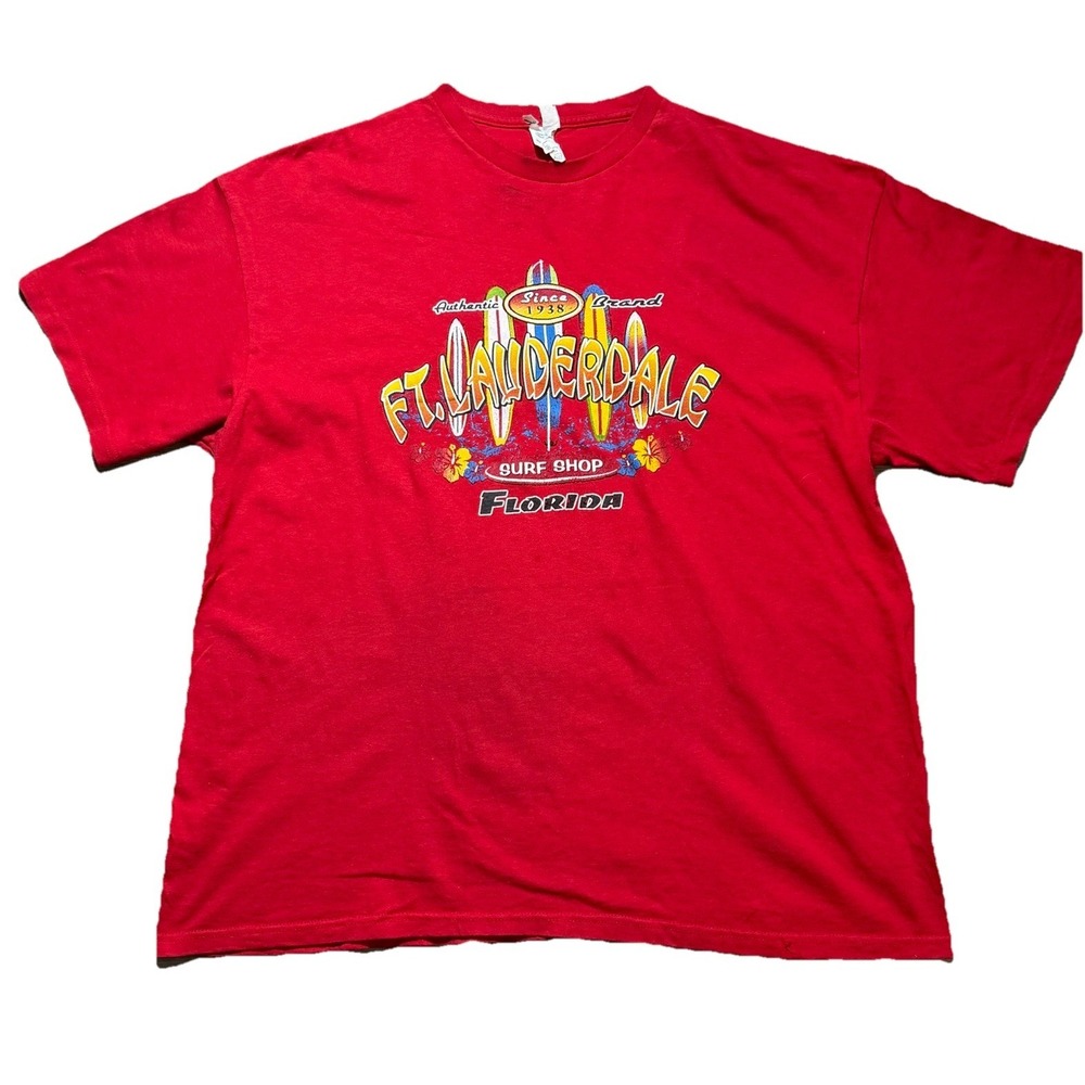 Ft Lauderdale Florida‎ Surf Shop Graphic T Shirt Red Adult 2TG XXL Beach Tourist